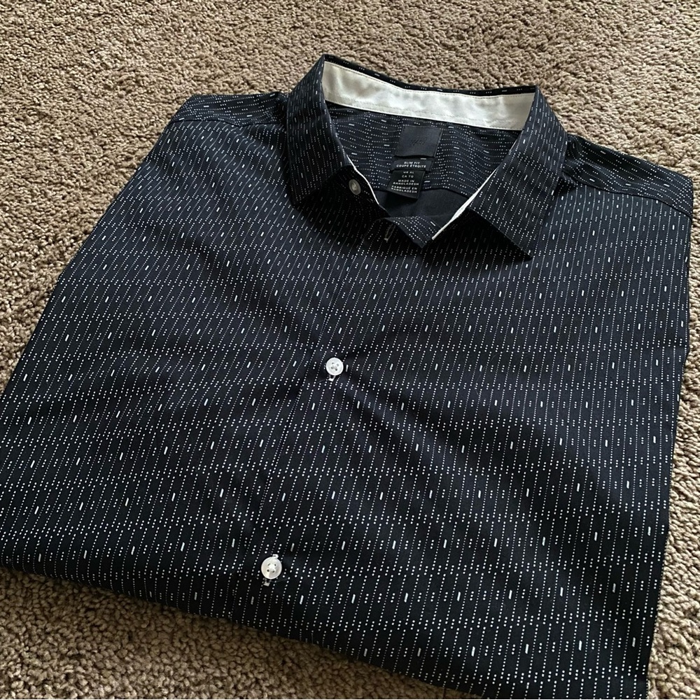 H&M Black & White Slim Fit Men's Shirt